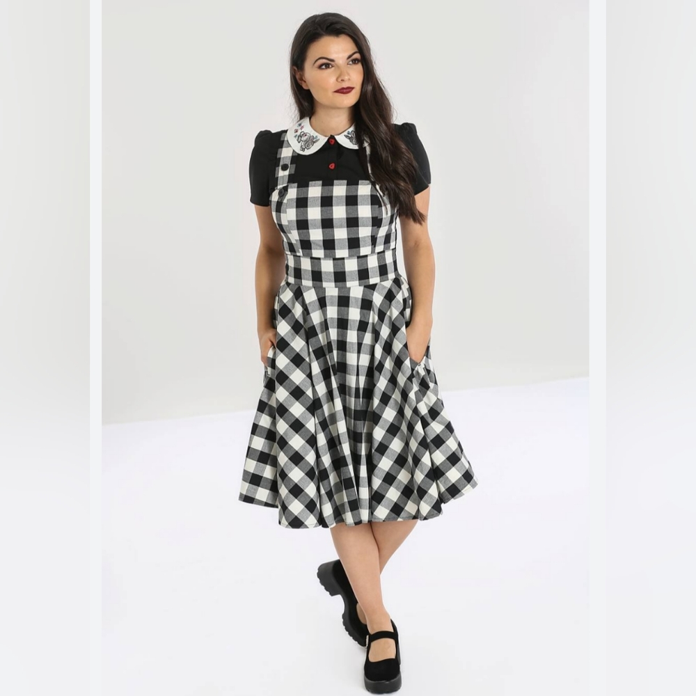Hell bunny pinafore plaid dress plus size